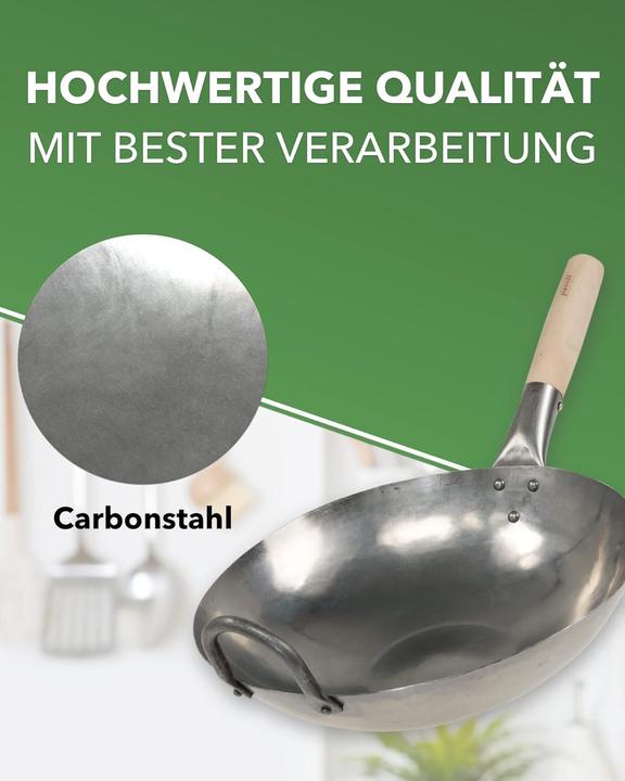 Produktbild Pasoli Wok flach Original Ø36 (36 cm, Wok Pfanne, Carbonstahl)