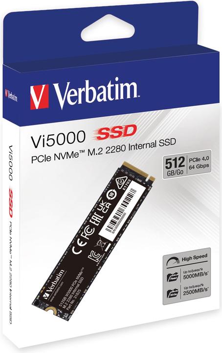 Verbatim Vi5000 SSD M.2 512GB PCIe4 NVMe 31825 (512 Go, M.2 2280)