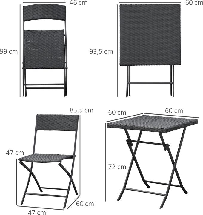 Image du produit Outsunny Set de balcon (60 x 60 x 72 cm)