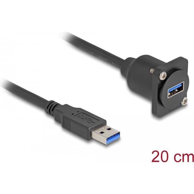 Delock D-Typ USB 5 Gbps Kabel Typ-A Stecker zu Typ-A Buchse (0.20 m, USB 3.0), USB Kabel