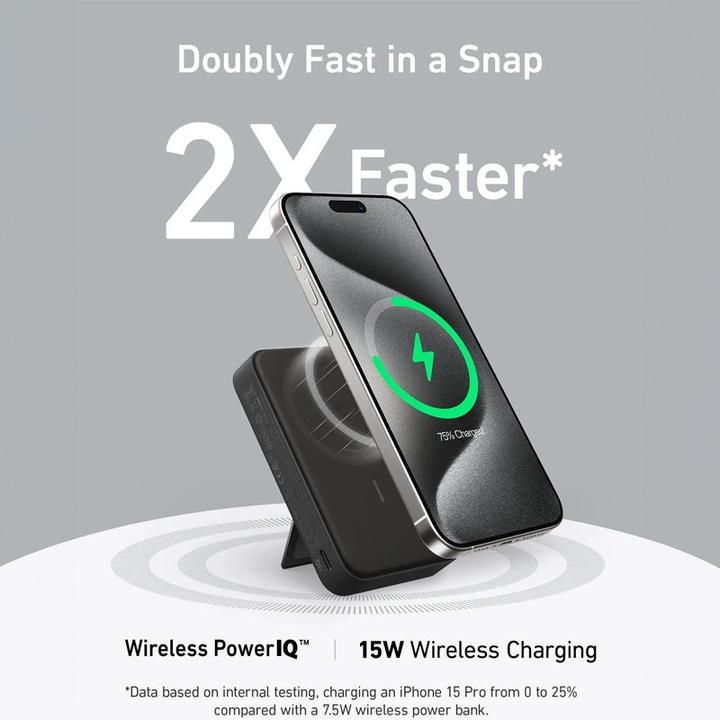 Image du produit Anker A1654 P11 15W, Magsafe Kabellose Powerbank (MagGo), 10000mAh, schwarz (10000 mAh, 15 W)