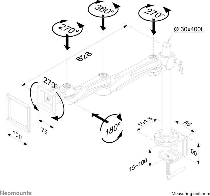 Actual product image Neomounts FPMA-D930 monitor table mount (Table, 30", 10 kg)