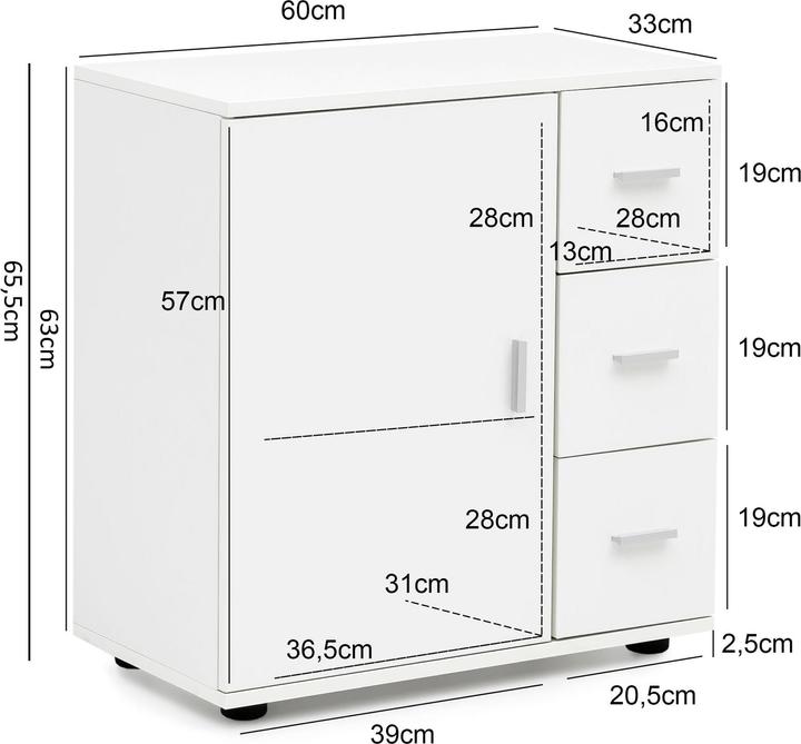 Produktbild FineBuy Badschrank FB52416 Midischrank Weiss Badezimmerschrank Matt Kommode