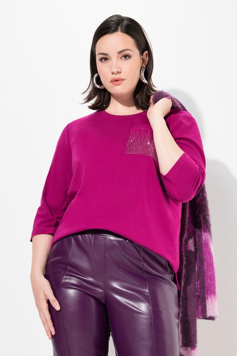 Produktbild Ulla Popken Shirt, Zierstein-Brusttasche, Rundhals, 3/4-Arm (56)