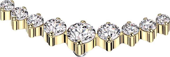 Actual product image Star Piercing Dermal Anchor curved gold-plated nine round crystals silver (without brass, Titanium)