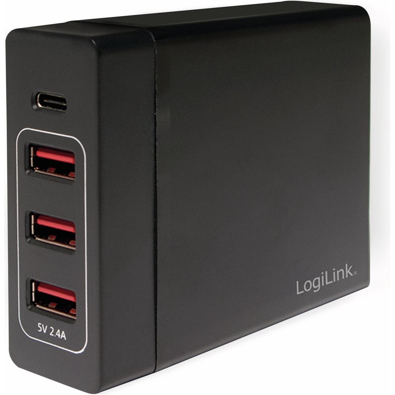LogiLink Tischladeadapter PA0122 (60 W), USB Ladegerät, Schwarz
