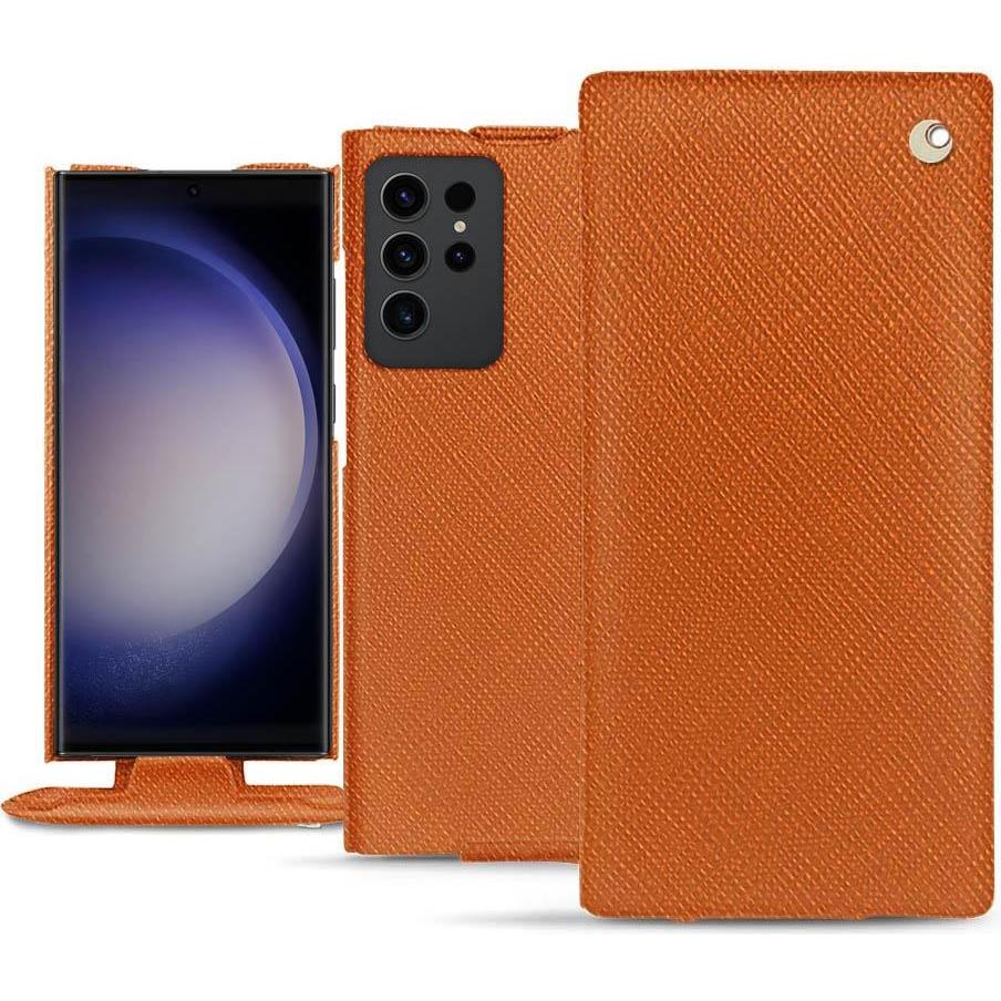 Noreve Lederschutzhülle vertikal (Samsung Galaxy S23 Ultra), Smartphone Hülle, Orange