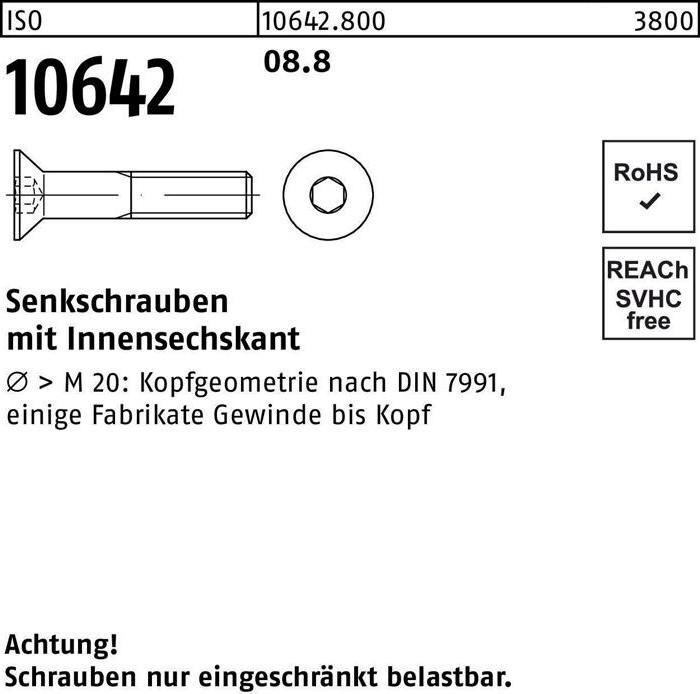 Immagine prodotto Vite a testa svasata ISO 10642 ad esagono incassato M 5 x 22 8.8 (500 Viti per pezzo)