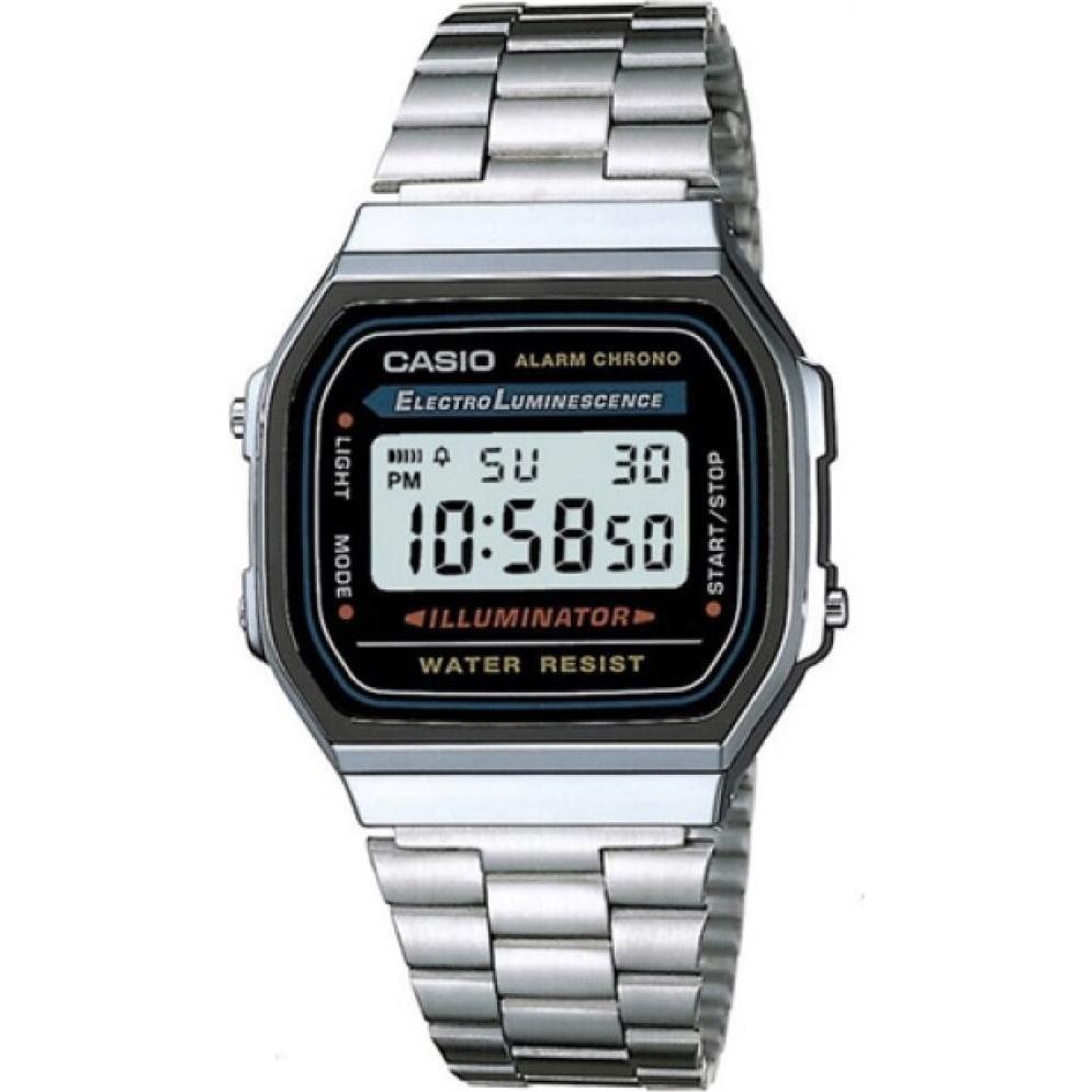 Casio Vintage, Armbanduhr, A168wa-1yes, Silber, (Digitaluhr, 35 mm)