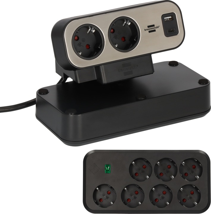 Actual product image Brennenstuhl Duplex desktop socket strip (9 x, CEE 7/3, 2 m)