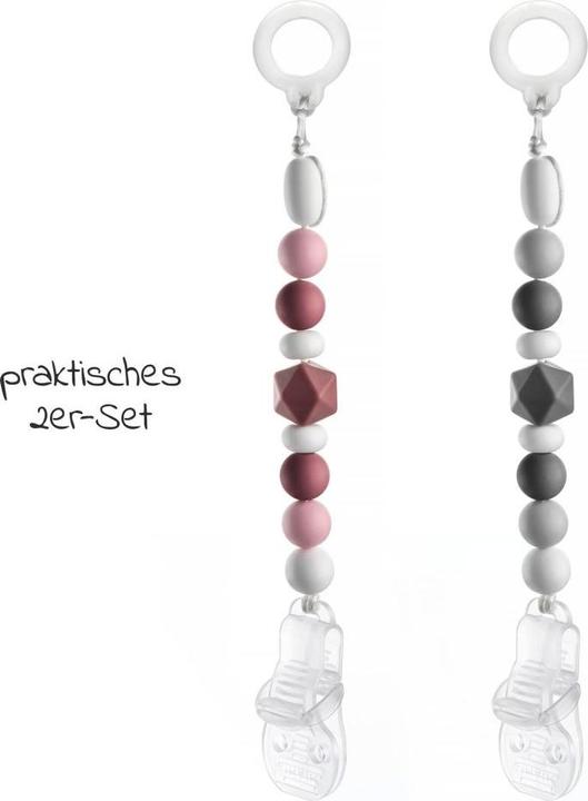 Image du produit MiaMia Chaînes pour tétines Chaîne pour tétines avec perles en silicone & anneau en caoutchouc incl. (2 x)