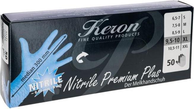 Actual product image Kerbl Nitrile PremiumPlus, size M 8mil disposable, 50 pcs, blue unpowdered (M)