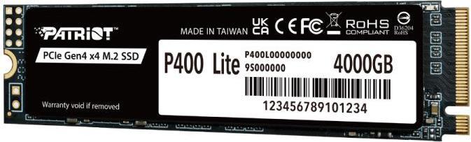 Actual product image Patriot SSD 4TB M.2 P400 Lite PCIe 4.0 3500/2700 (4000 GB, M.2 2280)