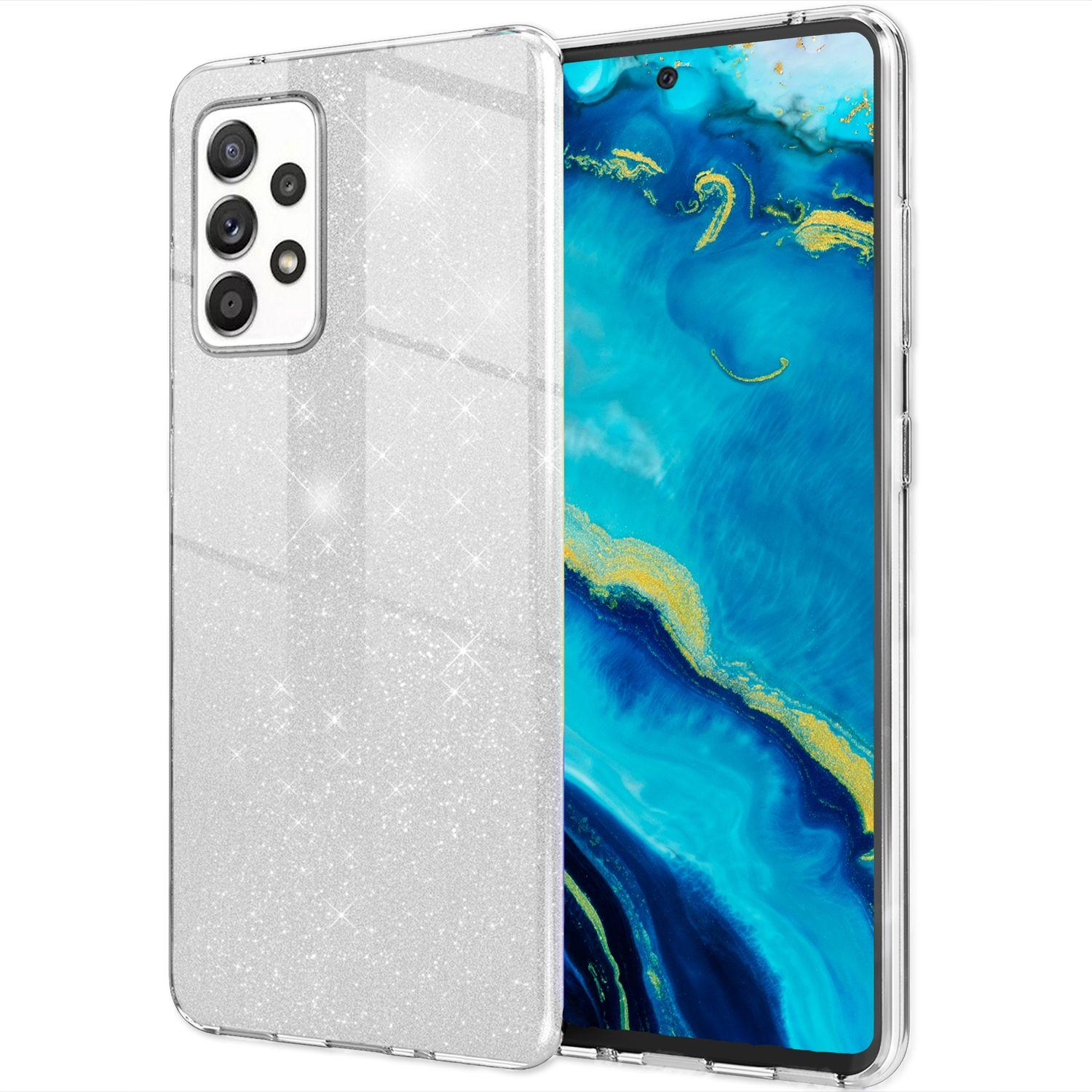 Nalia Glitzer Hülle (Samsung Galaxy A33), Smartphone Hülle, Silber