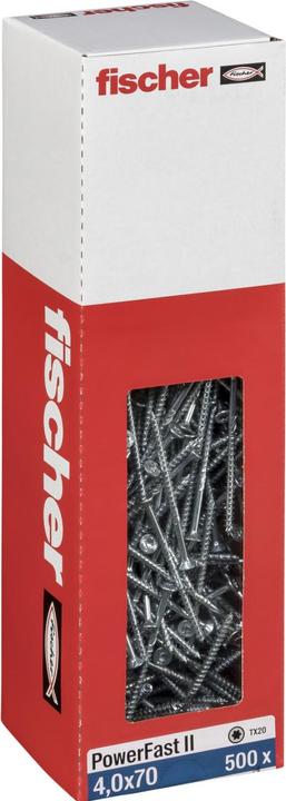 Actual product image Fischer PowerFast II 4.0x70 SK TX TG blvz 500 (500 Screws per piece)