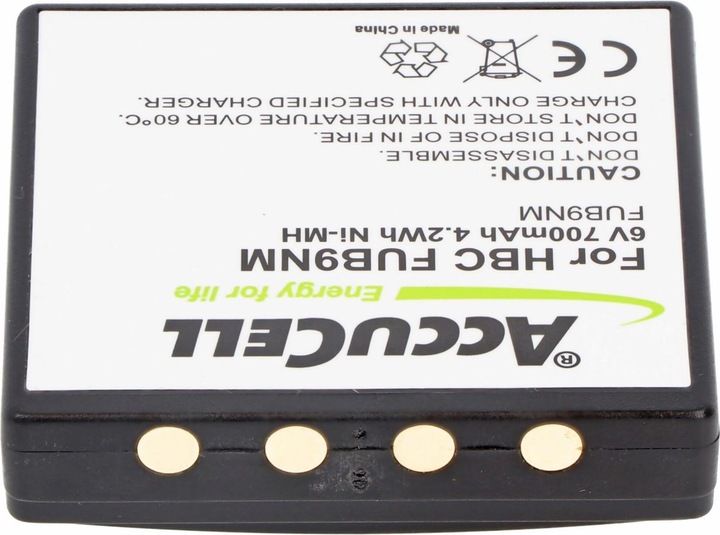 Actual product image AccuCell Battery HBC FUB9NM, BA209000, 209060, BA209061 (6 V, 800 mAh)