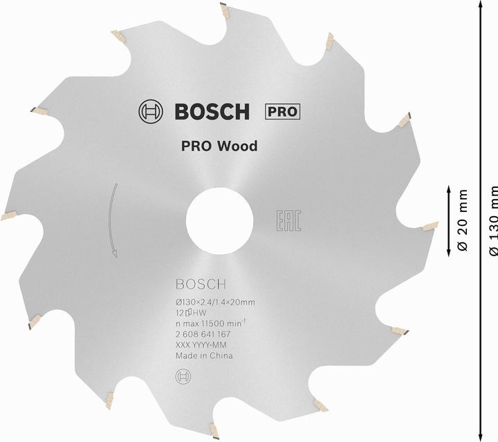 Actual product image Bosch Professional Zubehör PRO Wood circular saw blade, 130 x 2.4 x 20 mm