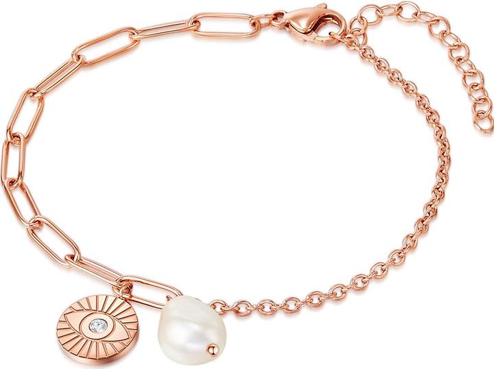 Produktbild Valero Pearls Damen Edelstahl Preciosa Süsswasser-Zuchtperle Rose Gold 17,0 cm Basislänge + 3,0 cm (17 cm, Edelstahl)