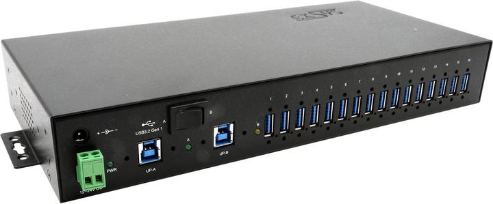 Immagine prodotto Exsys HUB USB 3.2 a 16 porte per rack da 48,30 cm (19"), incl. cavo USB3.2 e kit di guide DIN (USB-B, 16 Porti)