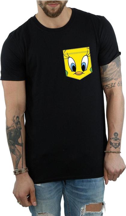 Immagine prodotto Looney Tunes Tweety Pie Face Faux Pocket Maglietta Uomo (L)
