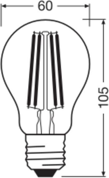 Actual product image Osram LED LAMPS ENERGY CLASS A ENERGY EFFICIENCY FILAMENT CLASSIC A 2.2W 840 Clear E27 (E27, 2.20 W, 470 lm, 6 x, A)