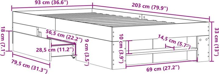 Actual product image vidaXL Bettgestell (90 x 200 cm)