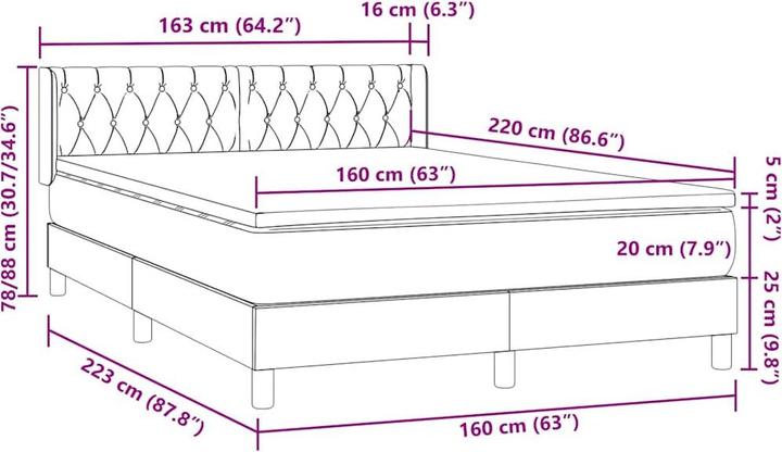 Immagine prodotto vidaXL Boxspringbett (160 x 220 cm)