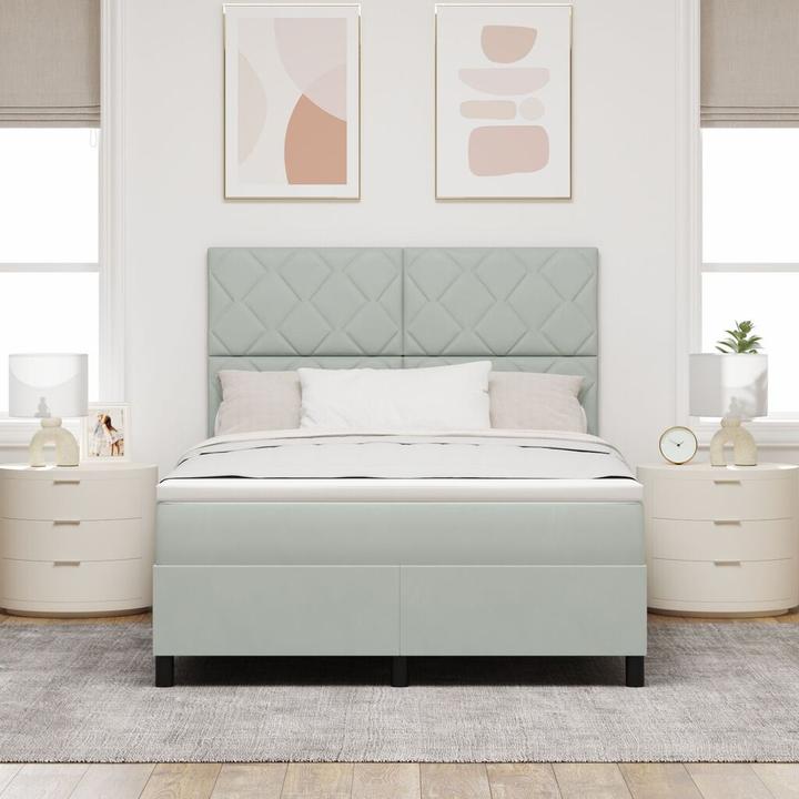 Image du produit VidaXL Lit boxspring avec matelas gris clair 140x200 cm velours (140 x 200)
