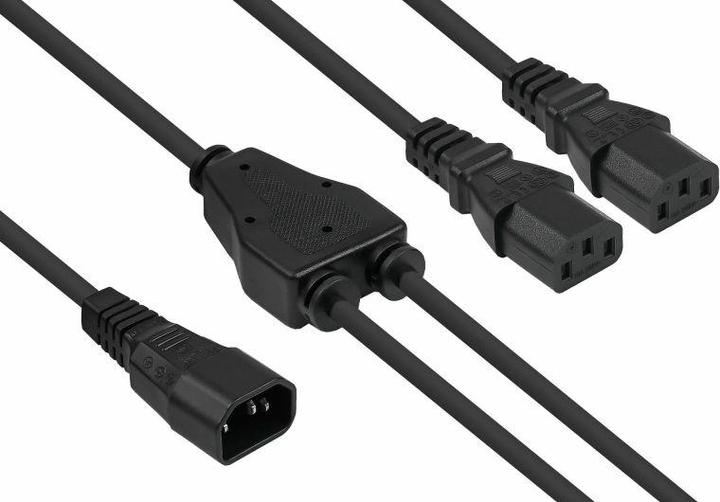 Immagine prodotto Kabelmeister Prolunga a Y per apparecchi freddi Spina IEC C14 a 2x presa IEC C13, nera (2 m, C14)