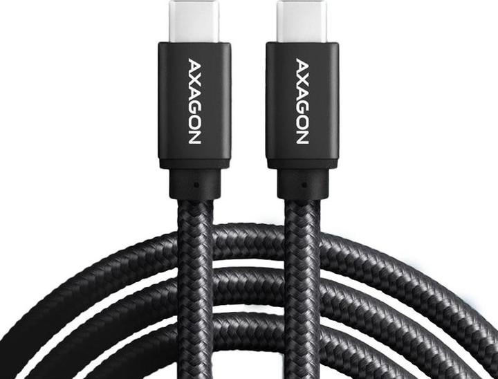 Actual product image Axagon BUCM-CM10AB USB-C to USB-C 2.0 cable, 1.5m, PD 60W, 3A, braided - black (1.50 m, USB 2.0, 60 W)