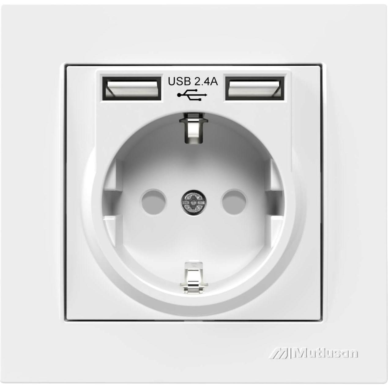 Mutlusan, Steckdose, 22206290201 Rita Steckdose + 2x USB Ladebuchsen