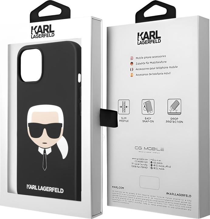 Immagine prodotto Karl Lagerfeld KLHCP14MSLKHBK Custodia rigida per iPhone 14 Plus 6,7" nero / nero Silicone Karl's Head (Apple iPhone 14 Plus)