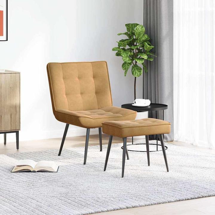 Immagine prodotto vidaXL Poltrona relax con sgabello Poltrona in velluto marrone Poltrona con sgabello