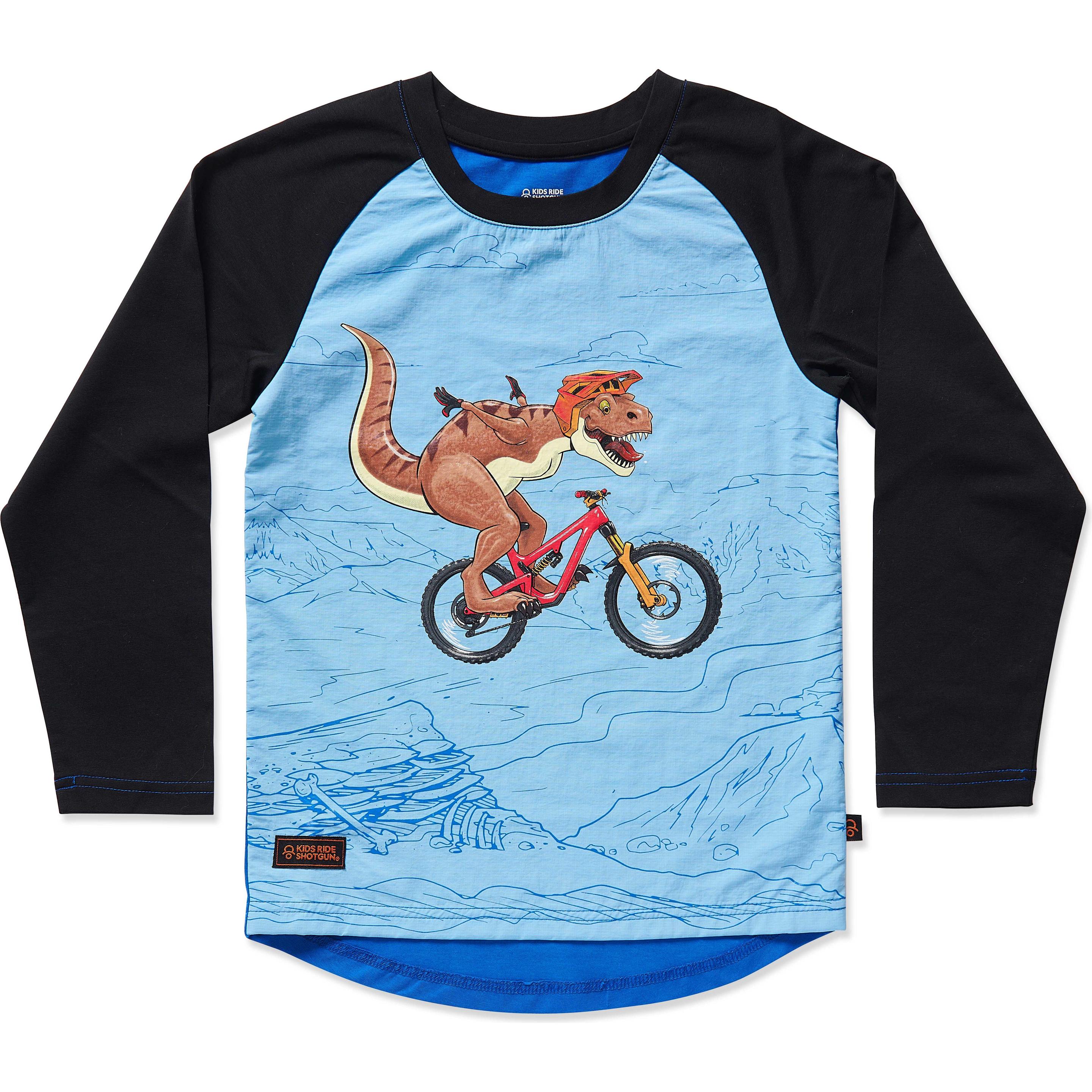 Thumbnail - Kids Ride Shotgun, Jungen, Velotrikot, Dino Windproof Kids MTB Jersey (110, 116, 115 A), Blau, 110, 115 A, 116