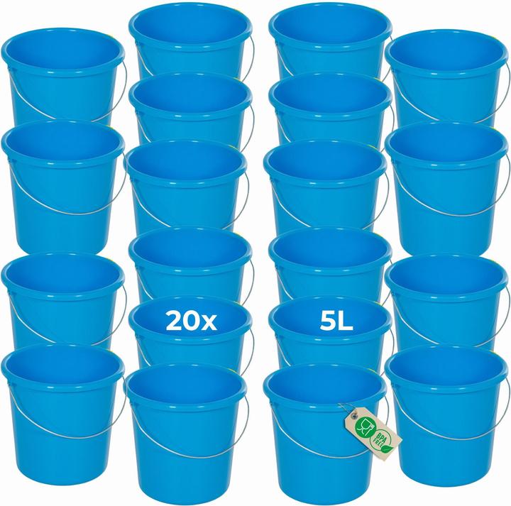 Produktbild Novaliv 20 Stück Eimer 5L Blau mit Masseinteilung - Putzeimer 5 Liter ⌀ 22,5 cm Praktischer (20 Stk.)
