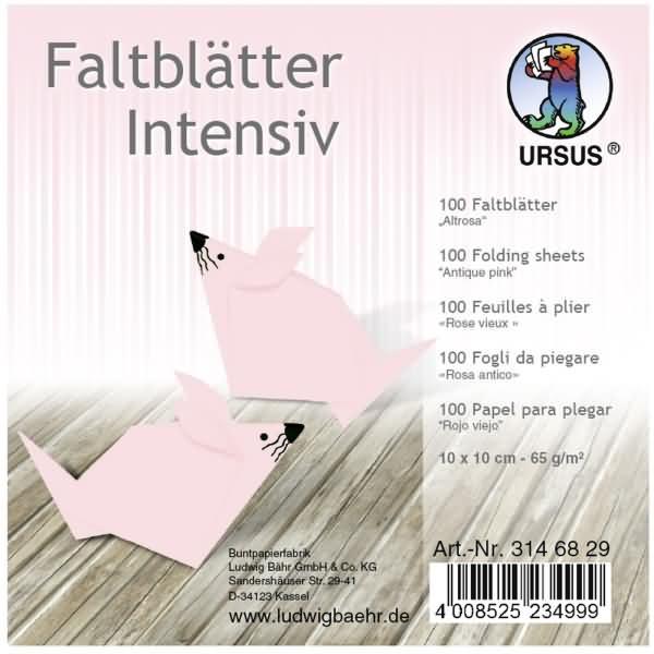 Ursus, Bastelpapier, Faltblätter Intensiv Uni 10x10cm VE=100 Blatt altrosa (65 g/m², 1 x)