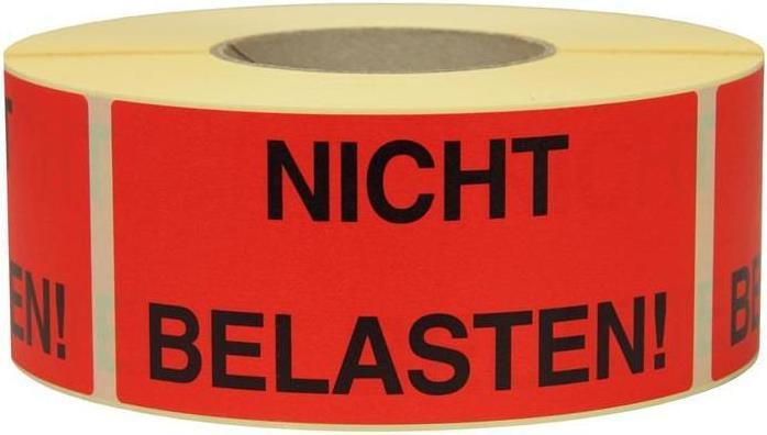 Produktbild Transpak Hinweisetikett Masse 145x70mm Papier rot NICHT BELASTEN!