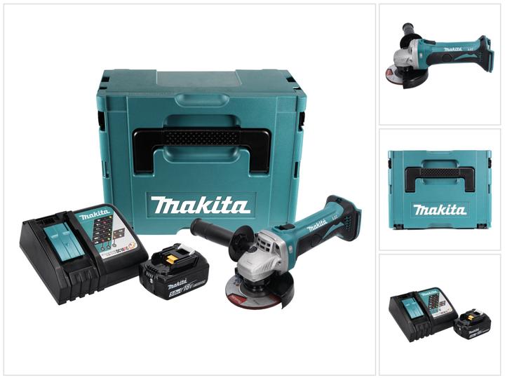 Actual product image Makita DGA 452 RT1J Battery angle grinder 18 V 115 mm + 1x battery 5.0 Ah + charger + Makpac (115 mm)