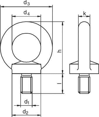 Actual product image Riggatec Eyebolt M8 | black | WLL 140kg - DIN 580 | schwarz verzinkt