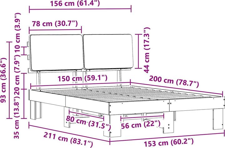 Produktbild vidaXL Bettrahmen (150 x 200 cm)