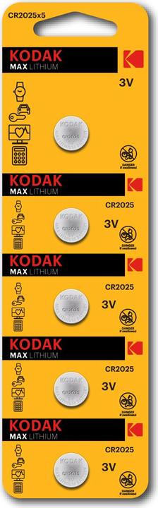 Kodak Blister cinco pilas boton / litio ultra 2025 perforado/ 5 unidades (5 Stk., CR2025, 140 mAh)
