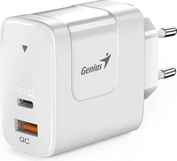 Produktbild Genius PD-65AC weiss / Ladeadapter / 65W / 1x USB-A / 1x USB-C / PD / QC (65 W, 2 Ports)