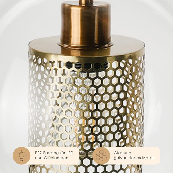 Produktbild Hermex Glas-Deckenleuchte Pendelleuchte Hängelampe Deckenlampe Hängeleuchte (E27)