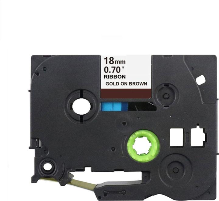 Immagine prodotto Hermex Alternatives Satin-Stoffband zu Brother TZe-RA44 Beschriftungsband (1.80 cm, Marrone, Oro)
