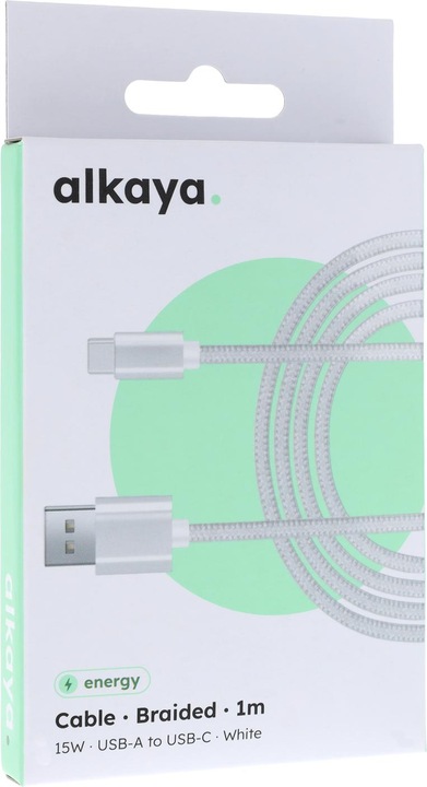 Actual product image Alkaya Speed Flex data cable braided 15W, 1m white (USB 3.0)