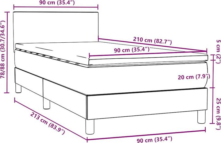 Image du produit vidaXL Boxspringbett (90 x 210 cm)