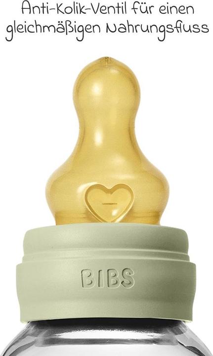 Actual product image Bibs - Glass Baby Bottle Round Latex Slow Flow - Sage - 120 ml (120 ml)