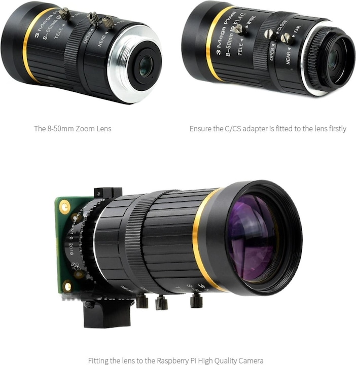 Produktbild WaveShare 8-50mm Zoom Objektiv Kamera Modul CS-Mount