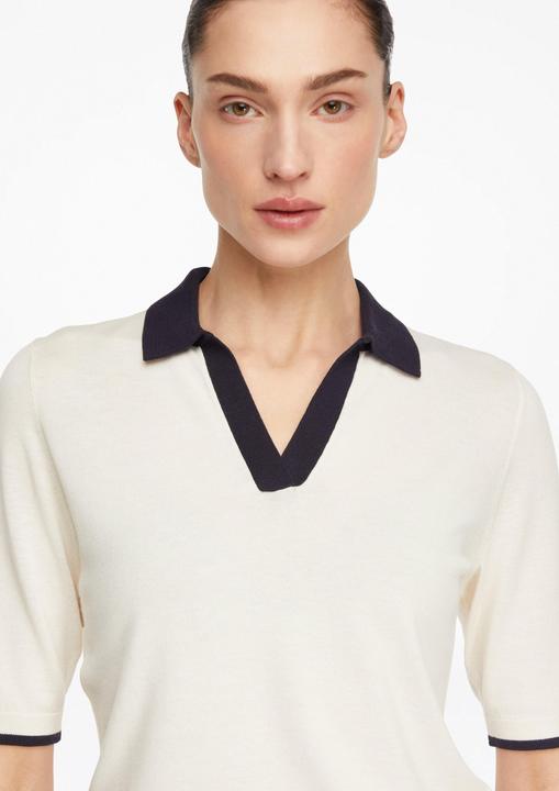 Produktbild Comma Strickpullover Femininer Polo-Pullover mit Kontrastkragen (32)