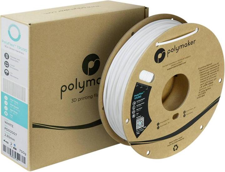 Produktbild Polymaker PolyFlex TPU-90A Weiss 2,85 mm 750g (TPU, 2.85 mm, 750 g)